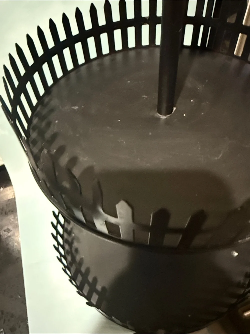 Black Two-Tier Metal Dessert Stand with Bird Accent - 12”